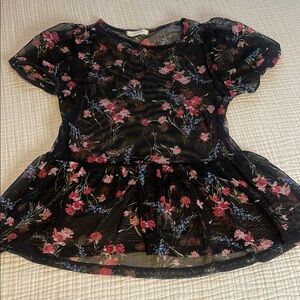 Floral Black Kids Top